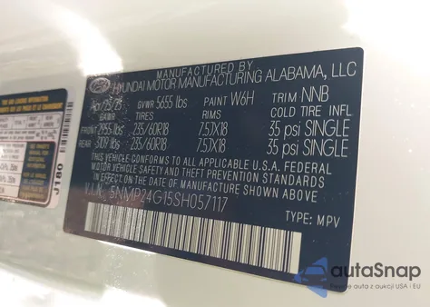 2025 Hyundai Santa Fe Hybrid Sel из США, поврежденный, VIN 5NMP24G15SH057117